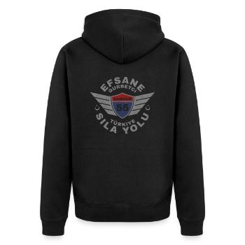Samsun - Unisex Premium Bio Zip Hoodie - Schwarz - Hinten - Nico (187cm)