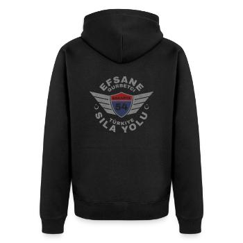Sakarya - Unisex Premium Bio Zip Hoodie - Schwarz - Hinten - Nico (187cm)