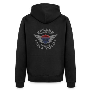 Sivas - Unisex Premium Bio Zip Hoodie - Schwarz - Hinten - Nico (187cm)