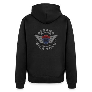 Tokat - Unisex Premium Bio Zip Hoodie - Schwarz - Hinten - Nico (187cm)