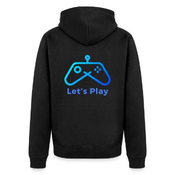 Let's Play Logo - Unisex Premium Organic Zip Hoodie - black - Back - Nico (187cm)