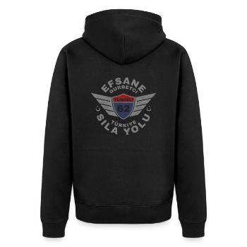 Tunceli - Unisex Premium Bio Zip Hoodie - Schwarz - Hinten - Nico (187cm)