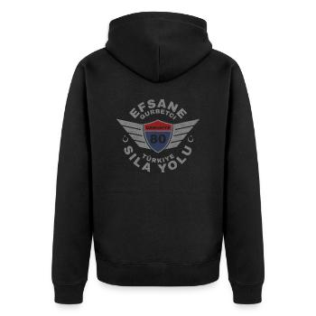 Osmaniye - Unisex Premium Bio Zip Hoodie - Schwarz - Hinten - Nico (187cm)