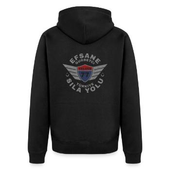 Yalova - Unisex Premium Bio Zip Hoodie - Schwarz - Hinten - Nico (187cm)