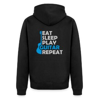 Play Guitar Eat Sleep - Unisex Premium Organic Zip Hoodie - black - Back - Nico (187cm)