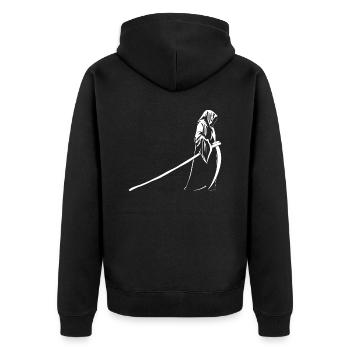 sensenmann - Unisex Premium Bio Zip Hoodie - Schwarz - Hinten - Nico (187cm)