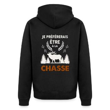 Moi C'est La Chasse Que Je Préfère Citation Chasse - Veste à capuche bio Premium Unisexe - noir - Dos - Nico (187cm)