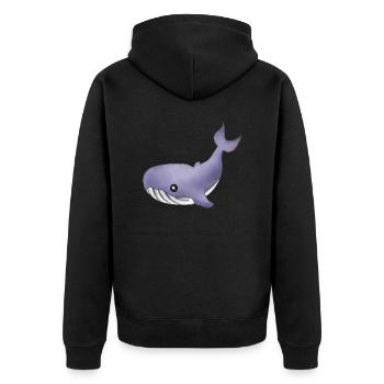 Wal Blauwal Meer Ozean Geschenkidee - Unisex Premium Bio Zip Hoodie - Schwarz - Hinten - Nico (187cm)