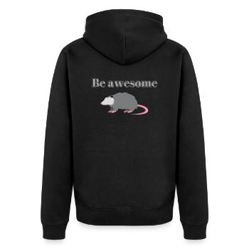Tolles Opossum - Unisex Premium Bio Zip Hoodie - Schwarz - Hinten - Nico (187cm)