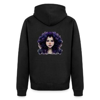 Violet - Unisex Premium Organic Zip Hoodie - black - Back - Nico (187cm)