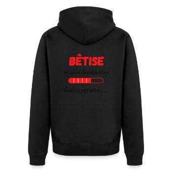 Bêtise en cours de préparation veuillez patienter - Veste à capuche bio Premium Unisexe - noir - Dos - Nico (187cm)