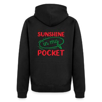 Sunshine in my Pocket - Unisex Premium Bio Zip Hoodie - Schwarz - Hinten - Nico (187cm)
