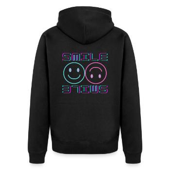 Smile color - Unisex Premium Bio Zip Hoodie - Schwarz - Hinten - Nico (187cm)