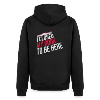I closed my book - Unisex Premium Bio Zip Hoodie - Schwarz - Hinten - Nico (187cm)