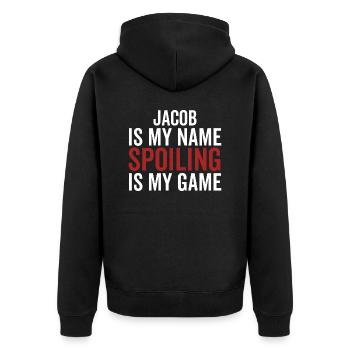 Jacob est mon nom Spoiling est mon jeu - Veste à capuche bio Premium Unisexe - noir - Dos - Nico (187cm)