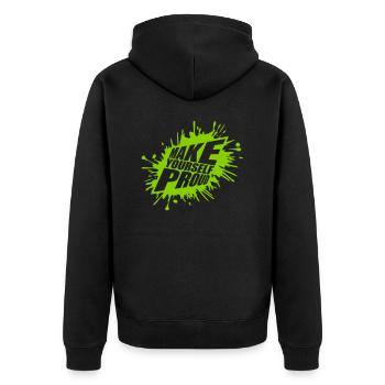 make yourself proud Zitat - Unisex Premium Bio Zip Hoodie - Schwarz - Hinten - Nico (187cm)