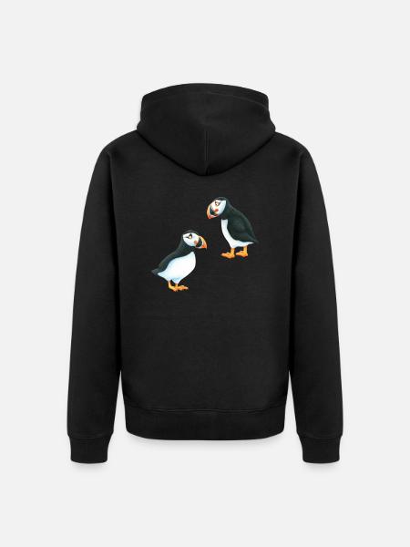 Papageitaucher - Premium økologisk unisex-hættejakke - sort