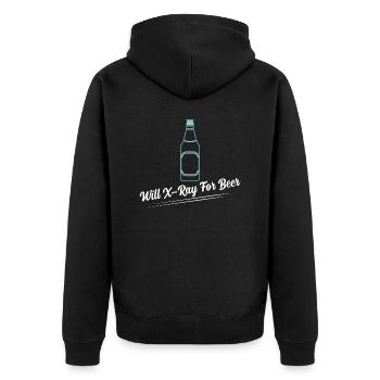 Will X-Ray For Beer Radiology X-Ray Rad Tech - Unisex Premium Bio Zip Hoodie - Schwarz - Hinten - Nico (187cm)