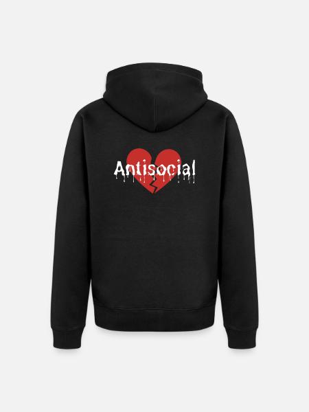 Antisocial broken - Unisex Premium Bio Zip Hoodie - Schwarz