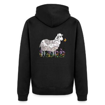 Schaf - Unisex Premium Bio Zip Hoodie - Schwarz - Hinten - Nico (187cm)