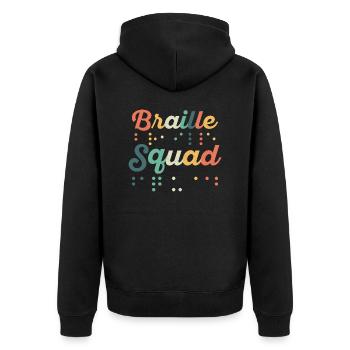 Braille Squad Braille Dots Impaired Blindness - Unisex Premium Bio Zip Hoodie - Schwarz - Hinten - Nico (187cm)