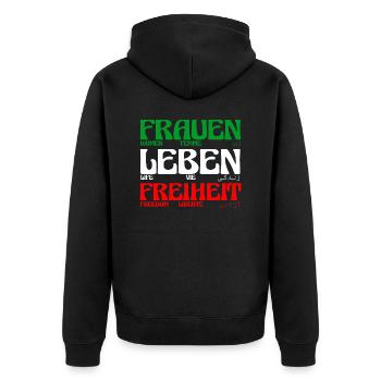 Frauen Leben Freiheit - Women Life Freedom - Unisex Premium Organic Zip Hoodie - black - Back - Nico (187cm)