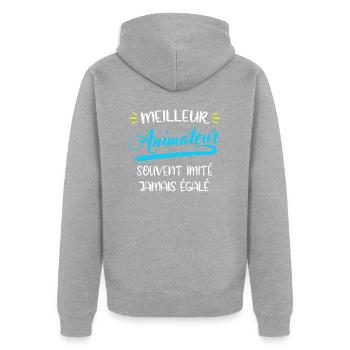 Meilleur animateur du monde cadeau fin d'anneé - Veste à capuche bio Premium Unisexe - gris chiné - Dos - Nico (187cm)
