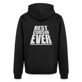 best cousin ever quote - Unisex Premium Organic Zip Hoodie - black - Back - Nico (187cm)