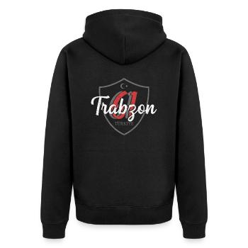 Trabzon - Unisex Premium Bio Zip Hoodie - Schwarz - Hinten - Nico (187cm)