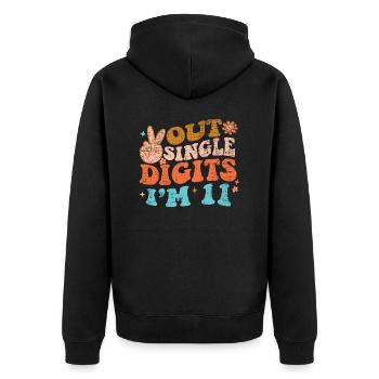 Groovy Peace Out Single Digits I'm 11 Birthday - Unisex Premium Bio Zip Hoodie - Schwarz - Hinten - Nico (187cm)
