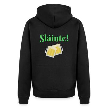Sláinte St. Patrick's Day Toast Ireland Beer - Unisex Premium Organic Zip Hoodie - black - Back - Nico (187cm)