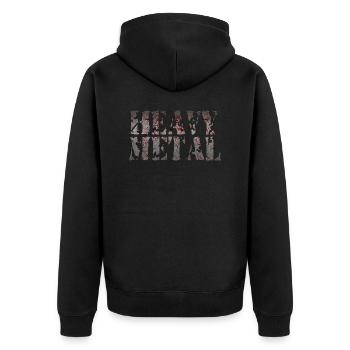 heavy metal music metal band retro guitar bass - Unisex Premium Organic Zip Hoodie - black - Back - Nico (187cm)