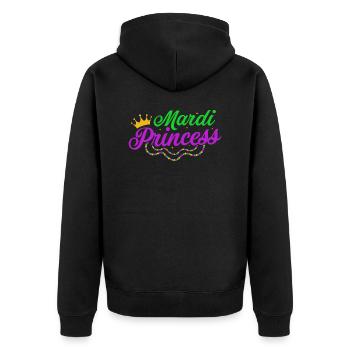 Mardi Princess Parade BeadsParty - Unisex Premium Bio Zip Hoodie - Schwarz - Hinten - Nico (187cm)