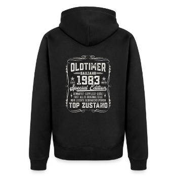 Oldtimer Baujahr 1983 Jahrgang Geburtstag Geschenk - Unisex Premium Bio Zip Hoodie - Schwarz - Hinten - Nico (187cm)
