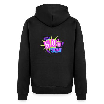 80er Vibe Retro Neonreklame - Unisex Premium Bio Zip Hoodie - Schwarz - Hinten - Nico (187cm)