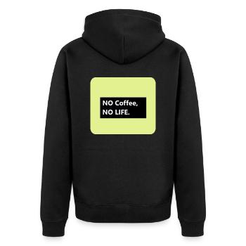 No Coffee no LIFE - Unisex Premium Organic Zip Hoodie - black - Back - Nico (187cm)
