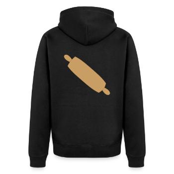 nudelholz - Unisex Premium Bio Zip Hoodie - Schwarz - Hinten - Nico (187cm)