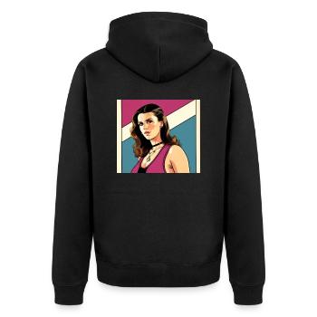 Retro 80s Woman in GTA Comic Style - Unisex Premium Organic Zip Hoodie - black - Back - Nico (187cm)