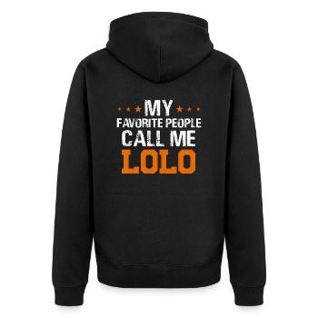 Grand-père Mes gens préférés M’appellent Lolo - Veste à capuche bio Premium Unisexe - noir - Dos - Nico (187cm)