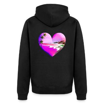 Sommerurlaub Strand Sonne Palme Insel Palmen - Unisex Premium Bio Zip Hoodie - Schwarz - Hinten - Nico (187cm)