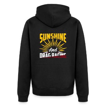 Sunshine And Drag Racing Muscle Car Drag Racer - Unisex Premium Bio Zip Hoodie - Schwarz - Hinten - Nico (187cm)
