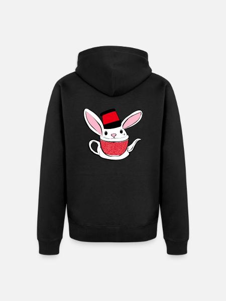 Rabbit cup - Unisex Premium Organic Zip Hoodie - black