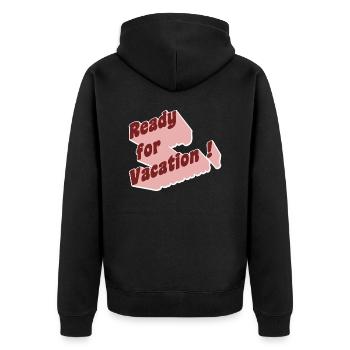Ready for vacation! - Unisex Premium Bio Zip Hoodie - Schwarz - Hinten - Nico (187cm)