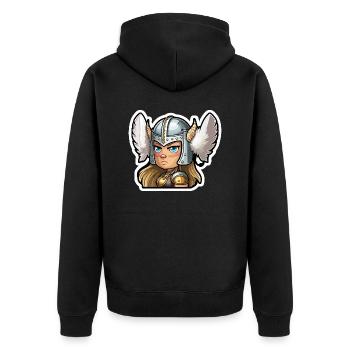 Astrid l’audacieuse : Cartoon Valkyrie Astrid - Veste à capuche bio Premium Unisexe - noir - Dos - Nico (187cm)
