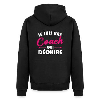 Je suis une coach qui déchire - Veste à capuche bio Premium Unisexe - noir - Dos - Nico (187cm)