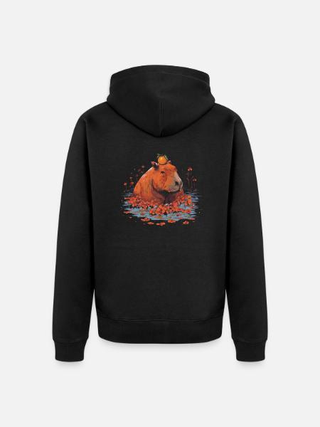 Orange capybara - Unisex Premium Organic Zip Hoodie - black