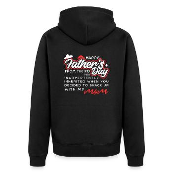 Happy Fathers Day From The Kid - Unisex Premium Bio Zip Hoodie - Schwarz - Hinten - Nico (187cm)