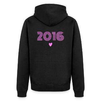 Born in 2016 girl - Unisex Premium Organic Zip Hoodie - black - Back - Nico (187cm)