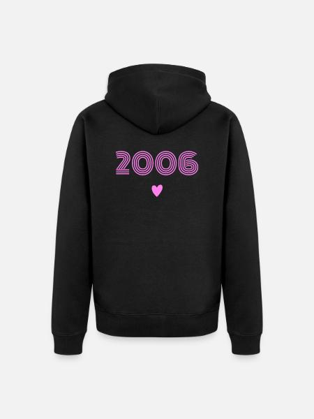 Born in 2006 girl - Unisex Premium Organic Zip Hoodie - black