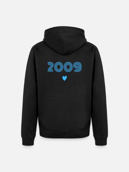 Born in 2009 boy - Unisex Premium Organic Zip Hoodie - black